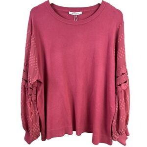 Sioni Milano Mauvette Coral Long Sleeve Sweater Pull Over Lace Sleeve 2X